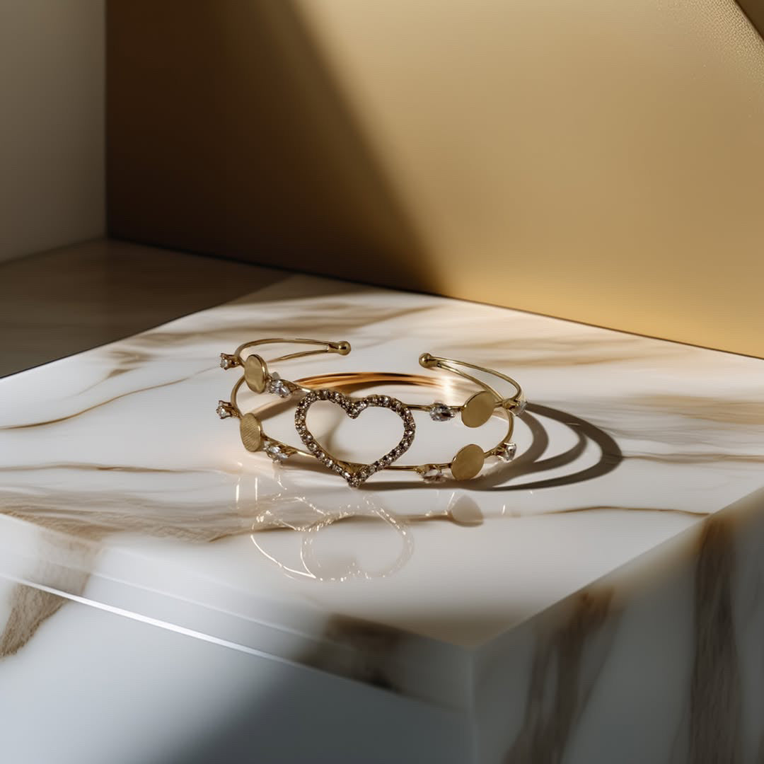 Anti Tarnish Heart Crystal Bracelet