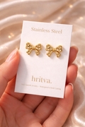 Golden Ribbon Stud Earrings