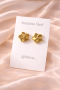 Golden Flower Stud Earrings