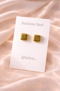 Golden Square Stud Earrings