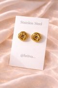 Golden Round Stud Earrings